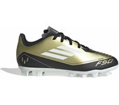 adidas F50 Club Messi Football Boots Flexible Ground, Botas de fútbol Unisex Adulto, Gold/Footwear White/Carbon Black, 38 2/3 EU