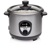 Tristar RK-6126 Arrocera, Capacidad 1 litro, Función para Mantener el Calor, Apagado Automático, Incluye Taza Medidora, Espátula y Cuchara, revestimiento antiadherente del recipiente, 400 W, Plateado