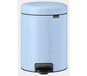 Brabantia - NewIcon Cubo de Pedal 5L - Papelera Pequeña para Baño o Aseo - Tapa de Cierre Suave - Funcionamiento con Pedal Ligero - Cubo Interior Extraíble - Azul (Dreamy Blue) - 21 x 27 x 29 cm