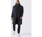 boohoo Chaqueta Tall Acolchada Larga Con Capucha Y 4 Bolsillos, Negro S