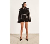 boohoo Chaqueta Luxe Con Ribete De Borreguito Sintético Y Cinturón, Negro 42