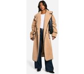 boohoo Chaqueta Petite Larga De Borreguito Sintético, Beige 36