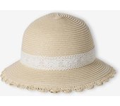 VERTBAUDET Sombrero de paja y encaje bebé niña beige arena
