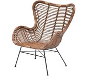 Nordlys Sillón en acero y ratan marrone