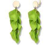 Pendientes colgantes de pétalos de Rosa with clips, acrílicos, Rojos, Con Flores, Blancos, Negros, Rosas fuerces y naranjas, Estilo Bohemio, de Resina, florales, with Pearl y verde.