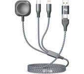 Multi Charging Cable for Apple Watch Charger 6FT Nylon Braided USB Lightning Type C USB C Cord iWatch Magnetic Wireless Charger 6 in 1 Charging Wire for Apple iPhone Android Phone and iWatch