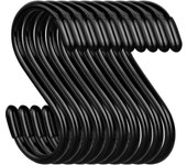 Ganchos para toallas - Ganchos en forma de S para colgar plantas / Ganchos en forma de S antideslizantes y pesados -Pequeños ganchos en forma de S de metal negro recubiertos de goma para colgar vaqueros, plantas, joyas, ollas, sartenes, tazas y toallas.
