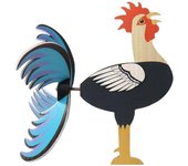 Windmill Rooster Decor, Wooden Animal Ornaments, Yard Wooden Rooster Sculpture Garden Chicken Statue, Black