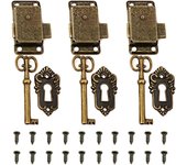3 Pcs Cabinet Lock Antique Lock Decorative Furniture Lock With Key For Jewelry Box/Wooden Box/Drawer/Cabinet/Antique Box（Bronze）