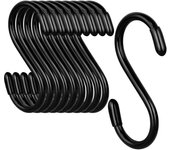 Ganchos para toallas - Ganchos en forma de S para colgar plantas / Ganchos en forma de S antideslizantes y pesados -Pequeños ganchos en forma de S de metal negro recubiertos de goma para colgar vaqueros, plantas, joyas, ollas, sartenes, tazas y toallas.