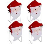 Fundas Navideñas para Sillas, Decoración Navideña para Fundas Traseras para Sillas, Sombrero de Muñeco de Nieve de Papá Noel, Funda para Asiento de Silla Navideña, para Comedor Navideño, 4 PCS