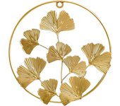 Ginkgo Leaf Wall Sculpture, 3D Golden Ginkgo Art Metal Hanging Ornaments Creative Morden Decoration for Living Room Bedroom