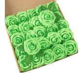 DuHouse 50Pcs Artificial Roses Flowers Fake Roses with Stems Real Touch Foam Flowers for DIY Wedding Bouquet Baby Shower Centerpiece Floral Arrangement Party Home Decor(White)