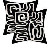 Black And Beige Pillow Covers 18x18 Set Of 2 Boho Geometric Abstract Modern Art Line Throw Pillow Covers Bohemian Minimalist Decorative Farmhouse Linen Cushion Case For Home Sofa Outdoor Decor