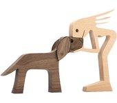 Carving Decorations - Wooden Carving Decoration Animals, Carved Solid Wood Dog Decoration to Handmade Wooden Puppy Sculpture Creative Desktop Crafts Decoration，B06