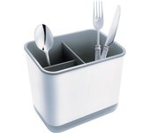 Escurridor de Cubiertos, Estante de Utensilios de Cocina Multifuncional con 3 Compartimentos para Organizador de Fregadero de Cocina Encimera, Mesa de Casa (Gris)