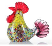 Multicolor Rooster Glass Sculpture Home Decor Ornament Animal Gift Craft Decoration