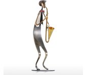 Cowboy Band Playing Musical Saxophone Metal n Sculpture Handmade Baking Painting Technology