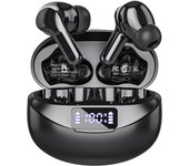 Wireless Earbuds, Bluetooth Headphones 5.3 HiFi Stereo, Wireless Earphones with ENC Noise Cancelling Mic, LED Digital Display in Ear Buds White