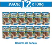 12 unidades Barritas de conejo 100gr Snack para perros