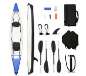 vidaXL Kayak Inflable Poliéster Azul 424x81x31 Cm