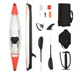vidaXL Kayak Inflable Poliéster Rojo 375x72x31 Cm