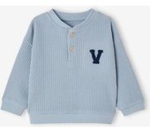 VERTBAUDET Sudadera nido de abeja bebé niño azul hielo