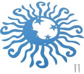Metal Moon Stars Wall Decor Large Solar Wall Hanging Garden Art n Moon Stars Wall Sculptures for Indoor Outdoor Bedroom Office Garden Decor,Blue