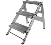 MUNK Escalera plegable de aluminio, sin arco de seguridad, 3 peldaños