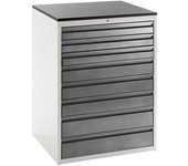 RAU Cajonera con guías telescópicas, altura 1030 mm, cajones: 3 x 90, 3 x 120, 2 x 150 mm, gris luminoso / antracita, anchura 770 mm