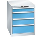 LISTA Cajonera con 4 cajones, A x P x H 564 x 724 x 700 mm, gris luminoso / azul luminoso