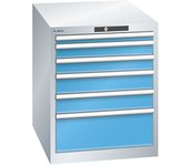 LISTA Cajonera con 6 cajones, A x P x H 564 x 724 x 700 mm, gris luminoso / azul luminoso