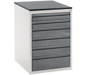 RAU Cajonera con guías telescópicas, altura 820 mm, cajones: 2 x 90, 3 x 120, 1 x 180 mm, gris luminoso / antracita metálico, anchura 580 mm