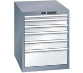 LISTA Cajonera con 6 cajones, A x P x H 564 x 724 x 700 mm, gris metálico / gris luminoso