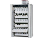 asecos Armario de puertas plegables resistente al fuego de tipo 90 para sustancias peligrosas, semiautomático, con 6 cajones, gris luminoso