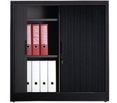 C+P Armario de persiana con persiana horizontal, H x A x P 1030 x 1000 x 420 mm, 2 baldas, 2,5 pisos de archivadores, gris negruzco