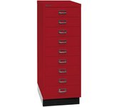 BISLEY Serie 39 MultiDrawer™, con zócalo, DIN A3, 9 cajones, rojo cardenal, negro