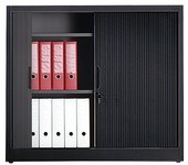 C+P Armario de persiana con persiana horizontal, H x A x P 1030 x 1200 x 420 mm, 2 baldas, 2,5 pisos de archivadores, gris negruzco