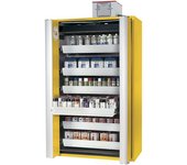asecos Armario de puertas plegables resistente al fuego de tipo 90 para sustancias peligrosas, semiautomático, con 6 cajones, amarillo oro