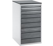 RAU Cajonera con guías telescópicas, altura 1030 mm, cajones: 3 x 90, 3 x 120, 2 x 150 mm, gris luminoso / antracita metálico, anchura 580 mm
