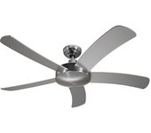 kaiserkraft Ventilador de techo FALCETTO, sin mando a distancia, pintura aluminio blanco / aluminio pulido