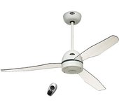 kaiserkraft Ventilador de techo LIBELLE, con mando a distancia, cristal acrílico transparente / pintura blanca