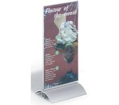 DURABLE Expositor de sobremesa acrílico con pie de aluminio, 1/3 DIN A4, H x A x P 237 x 107 x 85 mm, UE 6 unid.