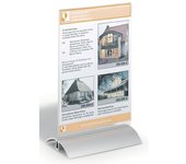 DURABLE Expositor de sobremesa acrílico con pie de aluminio, DIN A5, H x A x P 237 x 150 x 85 mm, UE 6 unid.