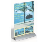 DURABLE Expositor de sobremesa acrílico con pie de aluminio, DIN A4, H x A x P 322 x 212 x 85 mm, UE 6 unid.