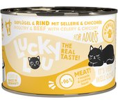 Lucky Lou Sterilised 6 x 200 g comida húmeda para gatos - Aves de corral y vacuno