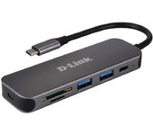 D-Link DUB-2325 Hub 5-in-1 USB-C Card Reader Negro