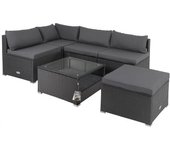Conjunto jardín asientos y mesa poliratán negro