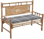 vidaXL Banco de jardín con cojín bambú 120 cm en color Rojo vino tinto/Verde brillante/Beige y más | acolchados duraderos para sofás de jardín terraza exterior