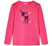 Camiseta infantil de manga larga brillante 140 en color Rosa/Coñac